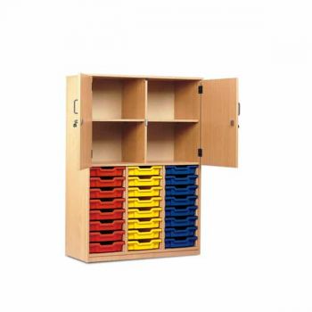 Monarch - 24 Shallow Tray Classroom Storage Cupboard with half size doors