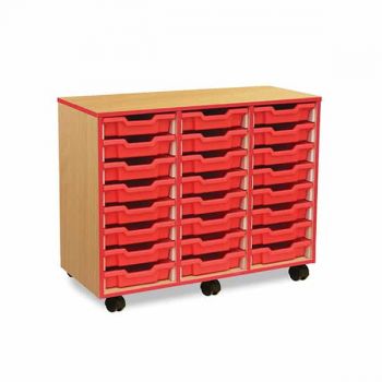 Monarch - 24 Shallow Classroom Tray Storage Unit with Coloured Edging