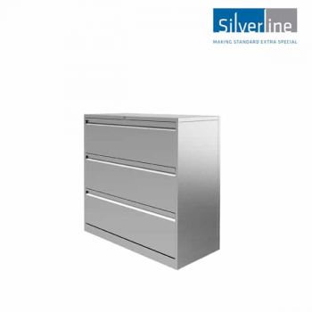 SIlver M:Line Side Filer with 3 Drawers