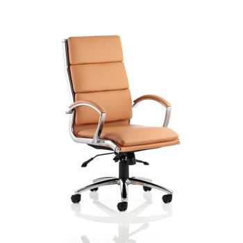 DYNAMIC - Classic Tan Leather Executive High Back Office Chair 
