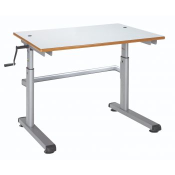 Metalliform - Height Adjustable Table with Crank Handle - MDF Edge