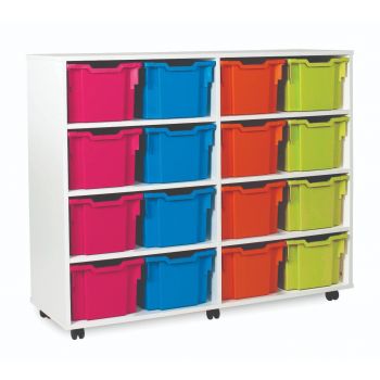 Monarch - White 16 Extra Deep Tray Classroom Storage Unit 