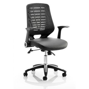 Next Day Relay Mesh Operator Chair With Arms - Leather Seat