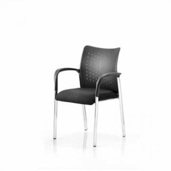 Uni Conference Chair with arms - Black Fabric - Next Day Delivery