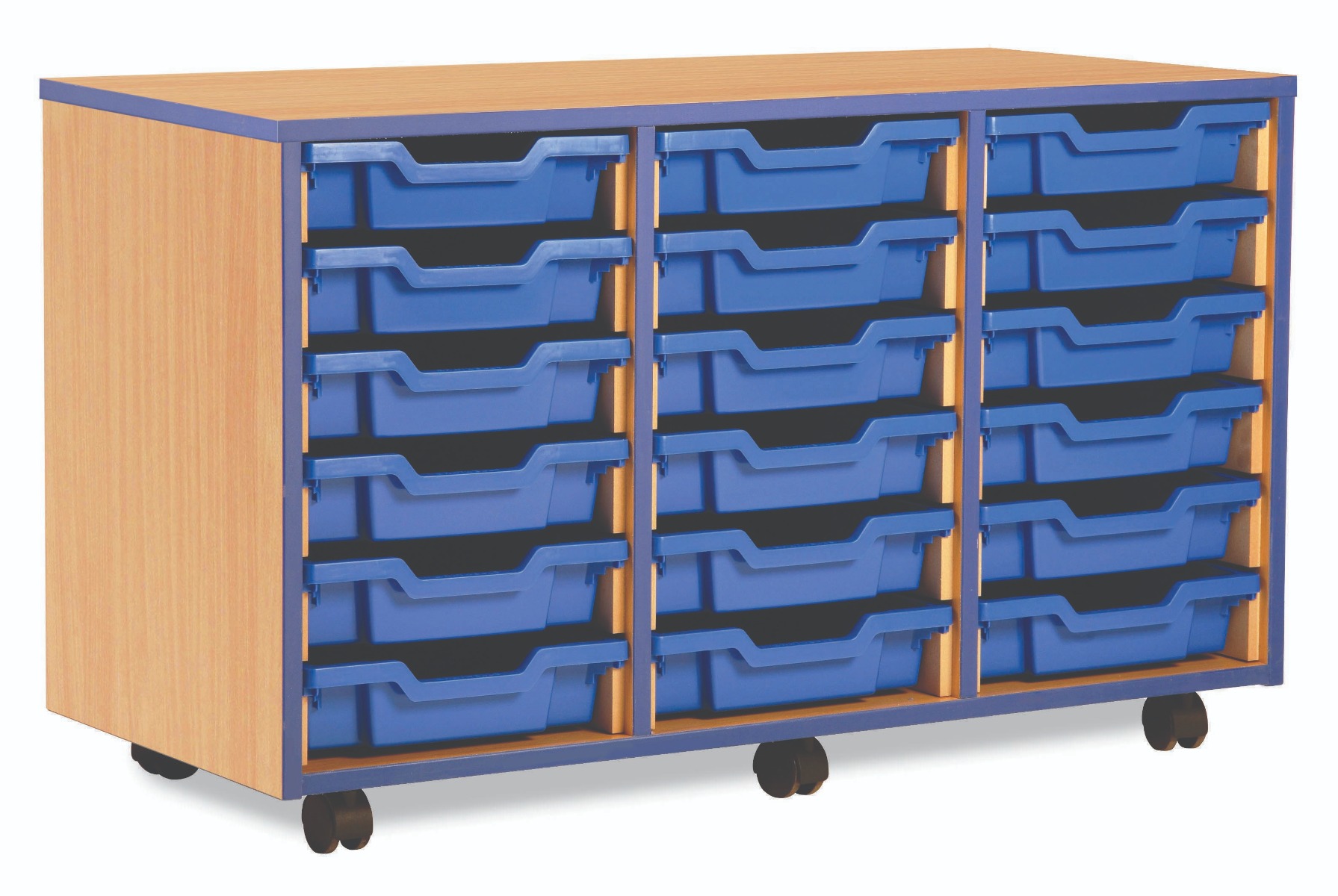 Try Storage Monarch - 18 Shallow Tray Storage Unit with Coloured Edging